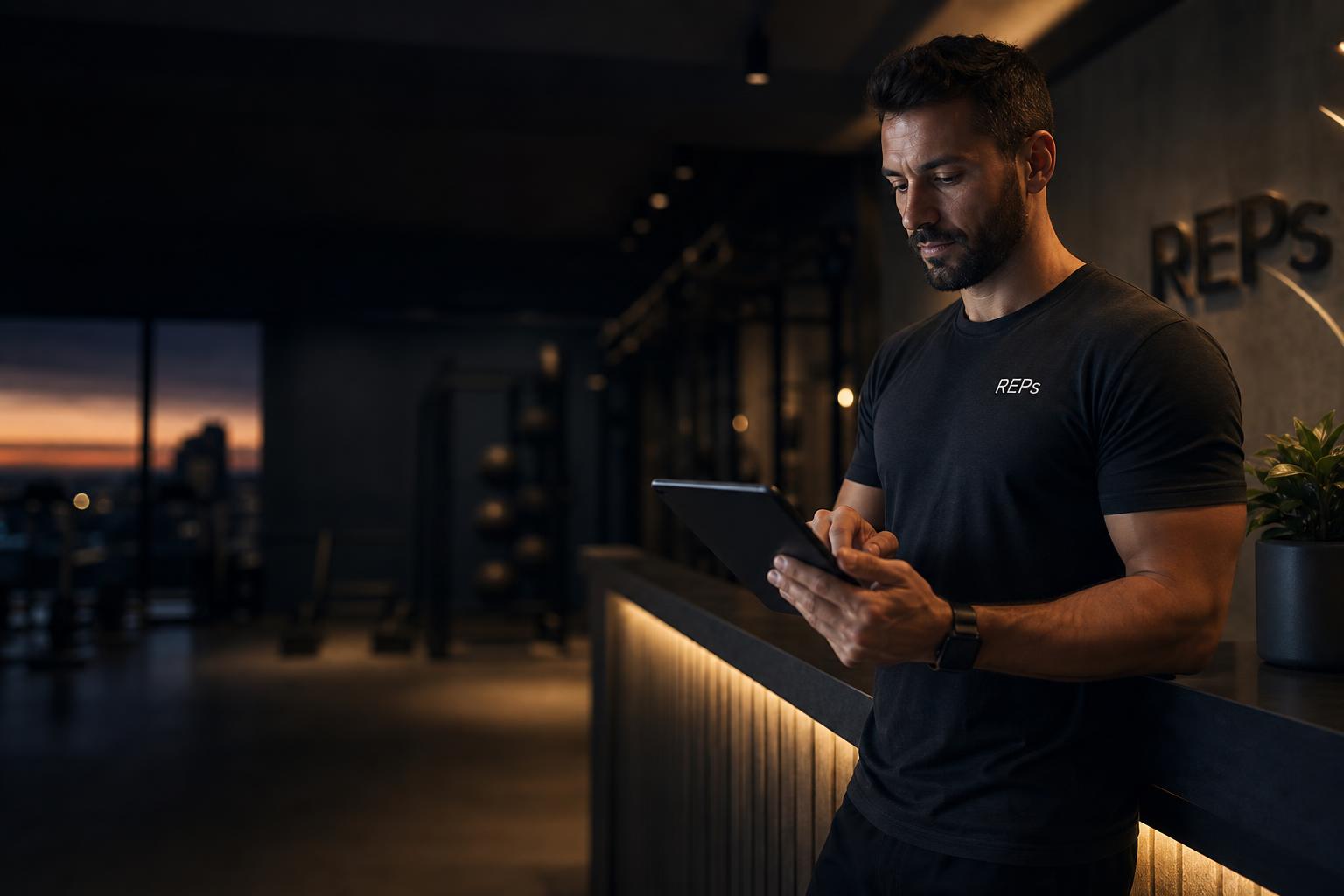Personal trainer reviewing the day's bookings, leads and tasks on a dashboard